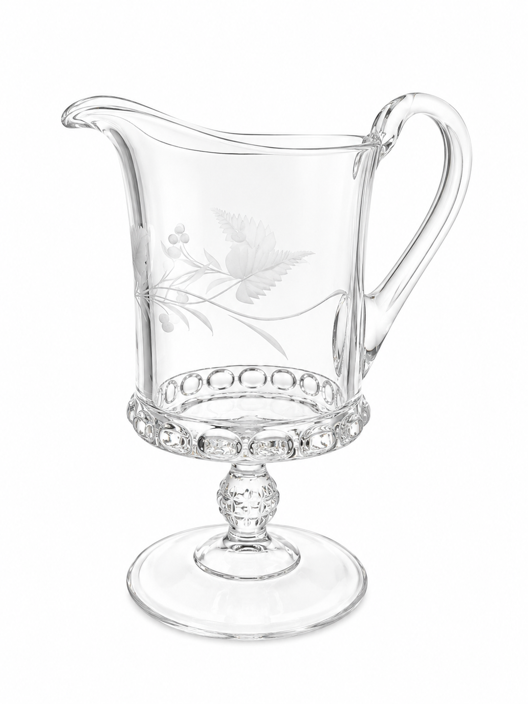 Vintage Glass etched pedestal glass