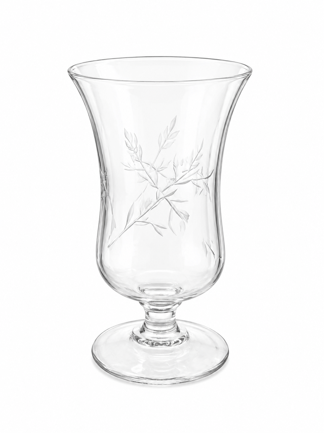 Vintage Glass etched pedestal glass