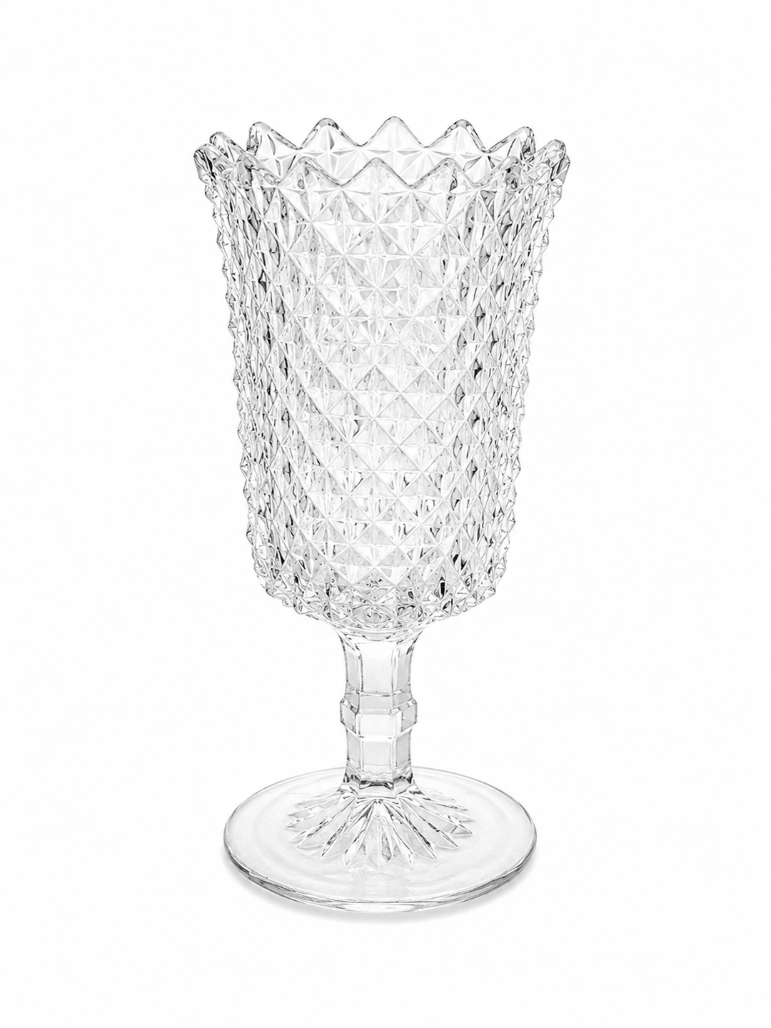 Vintage Glass etched pedestal glass