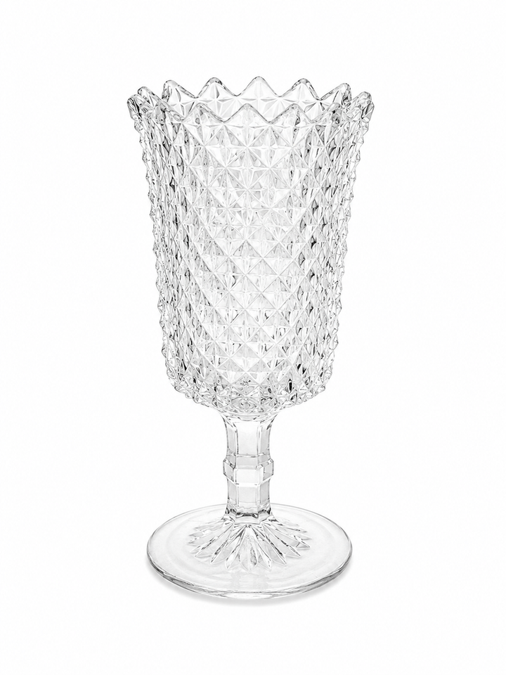 Vintage Glass etched pedestal glass