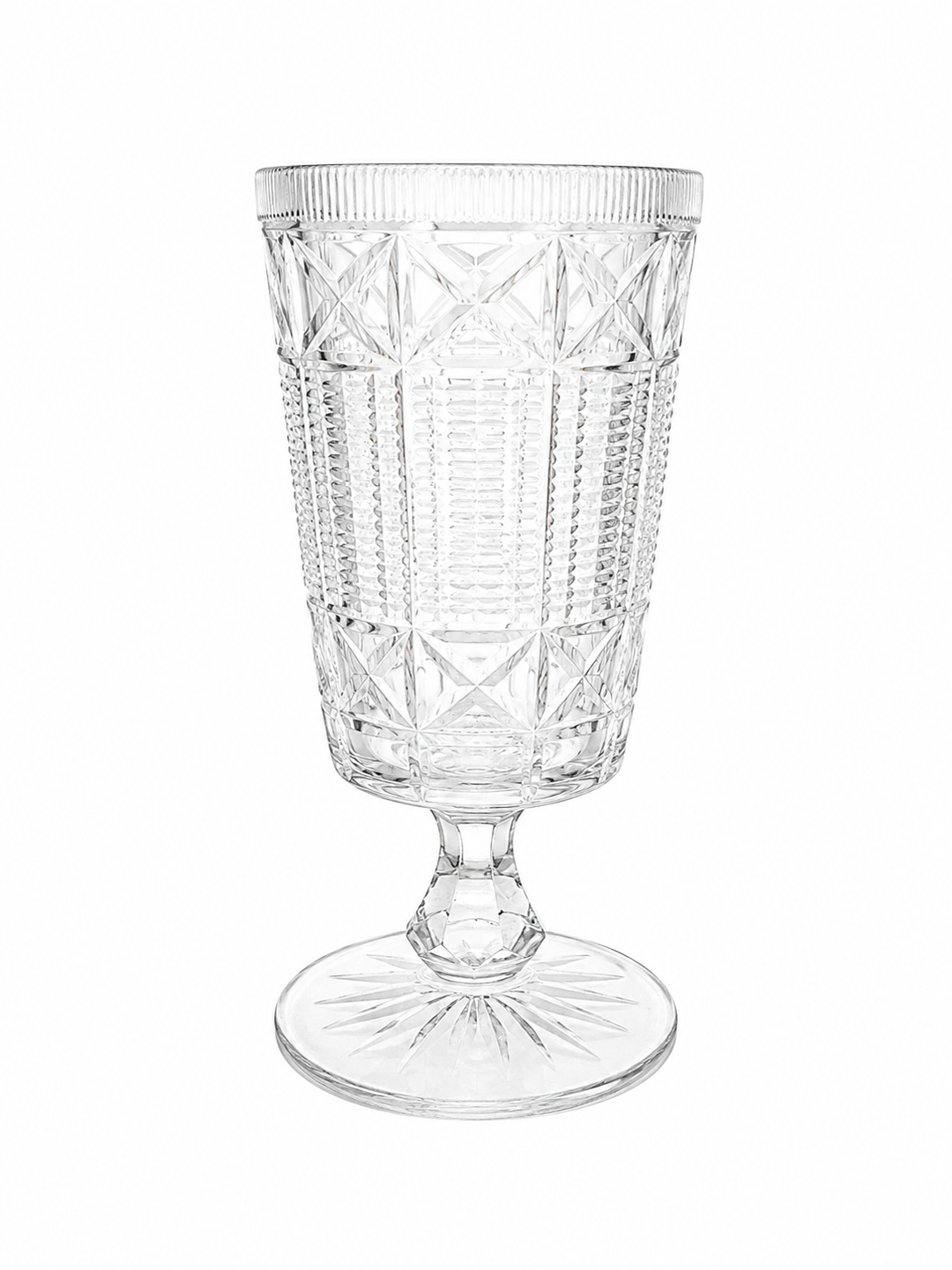 Vintage Glass etched pedestal glass