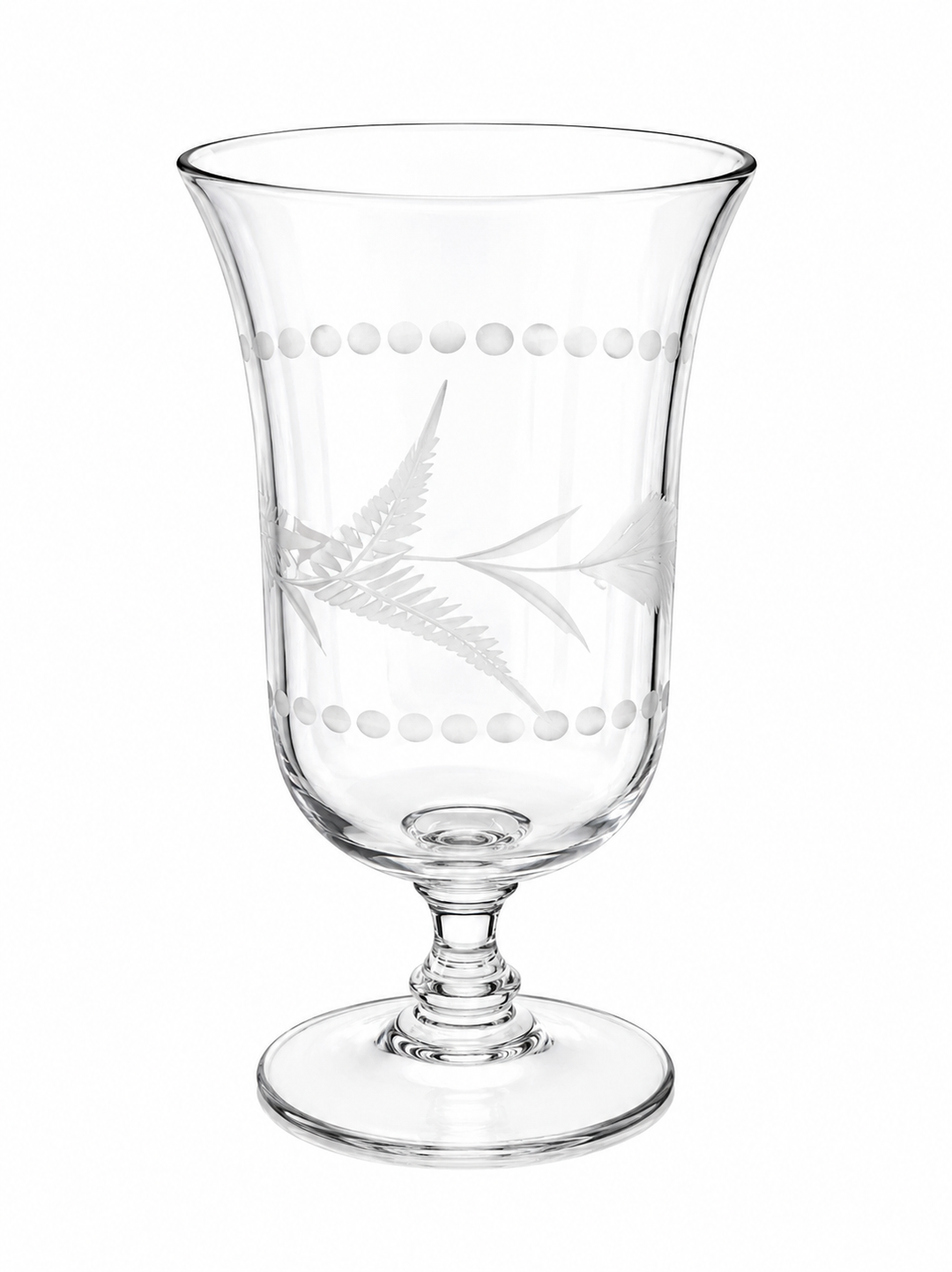 Vintage Glass etched pedestal glass