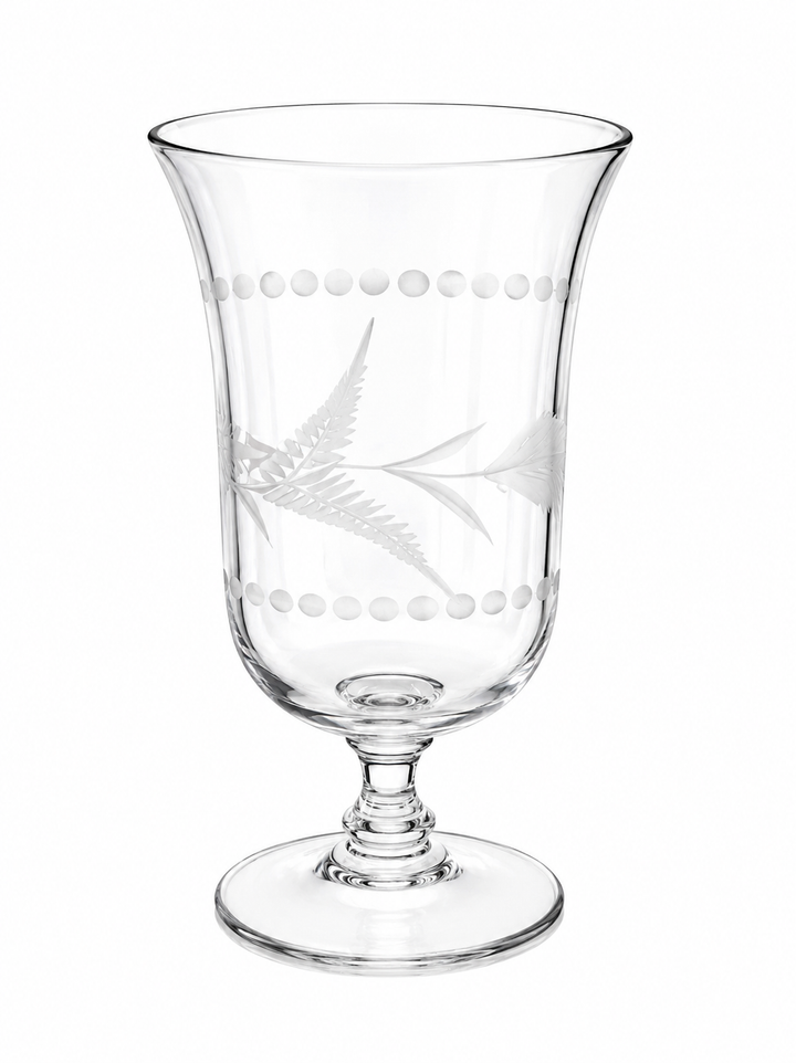Vintage Glass etched pedestal glass