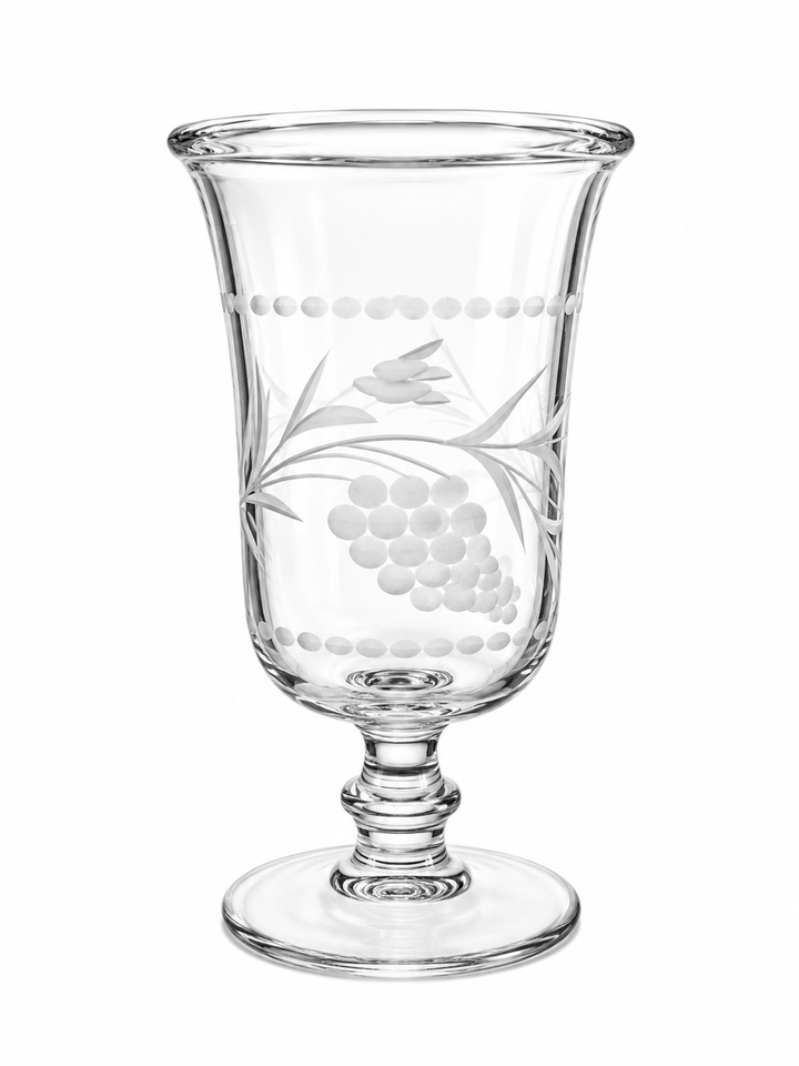 Vintage Glass etched pedestal glass