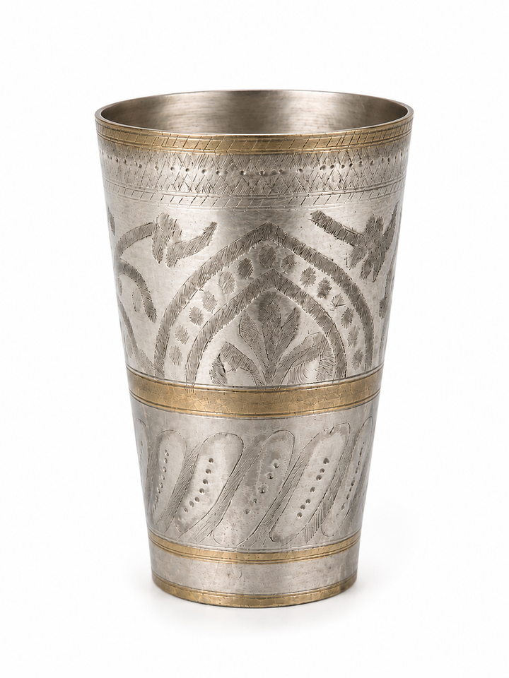 Brass/silver etched cup