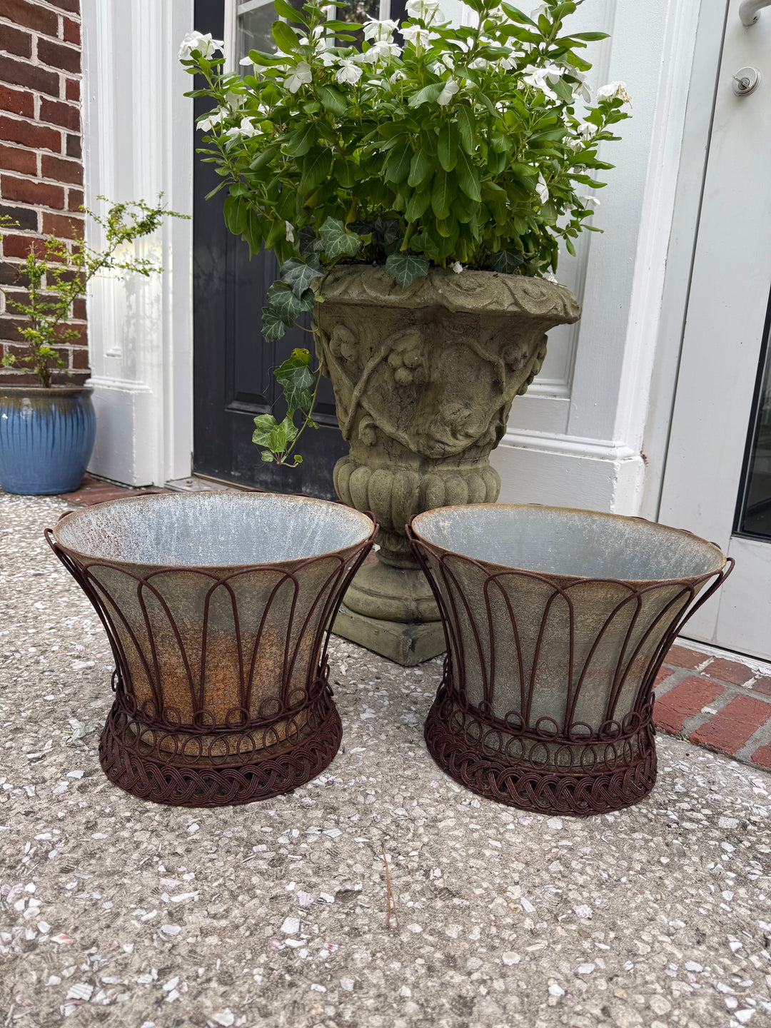 Pair of French style wire planters