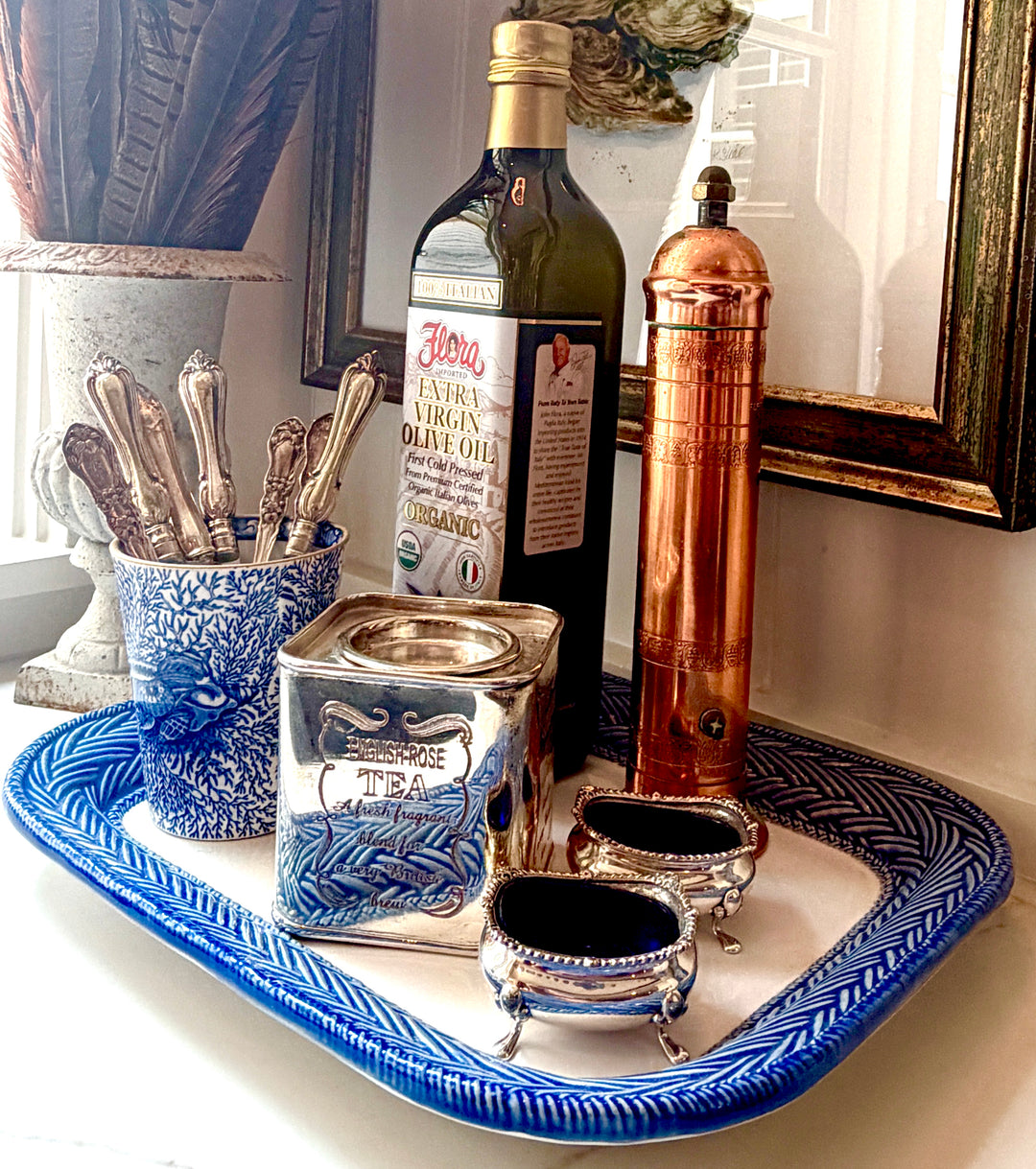 Silver Salt & Pepper with Cobalt Insert