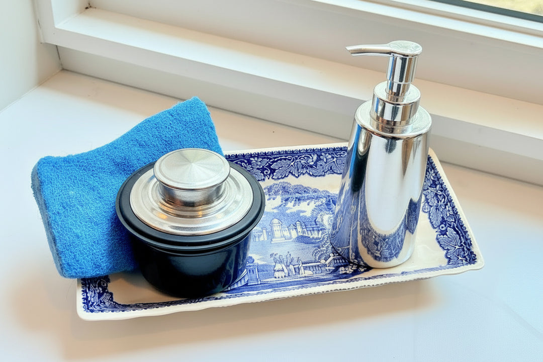 Blue & White Rectangular Dish       “I have one by my kitchen sink to hold soap, sponges, etc!