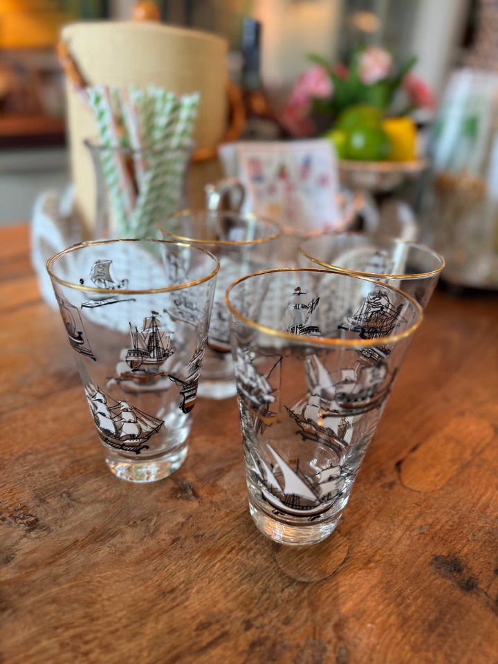 Set of 4 Sailboat Glasses