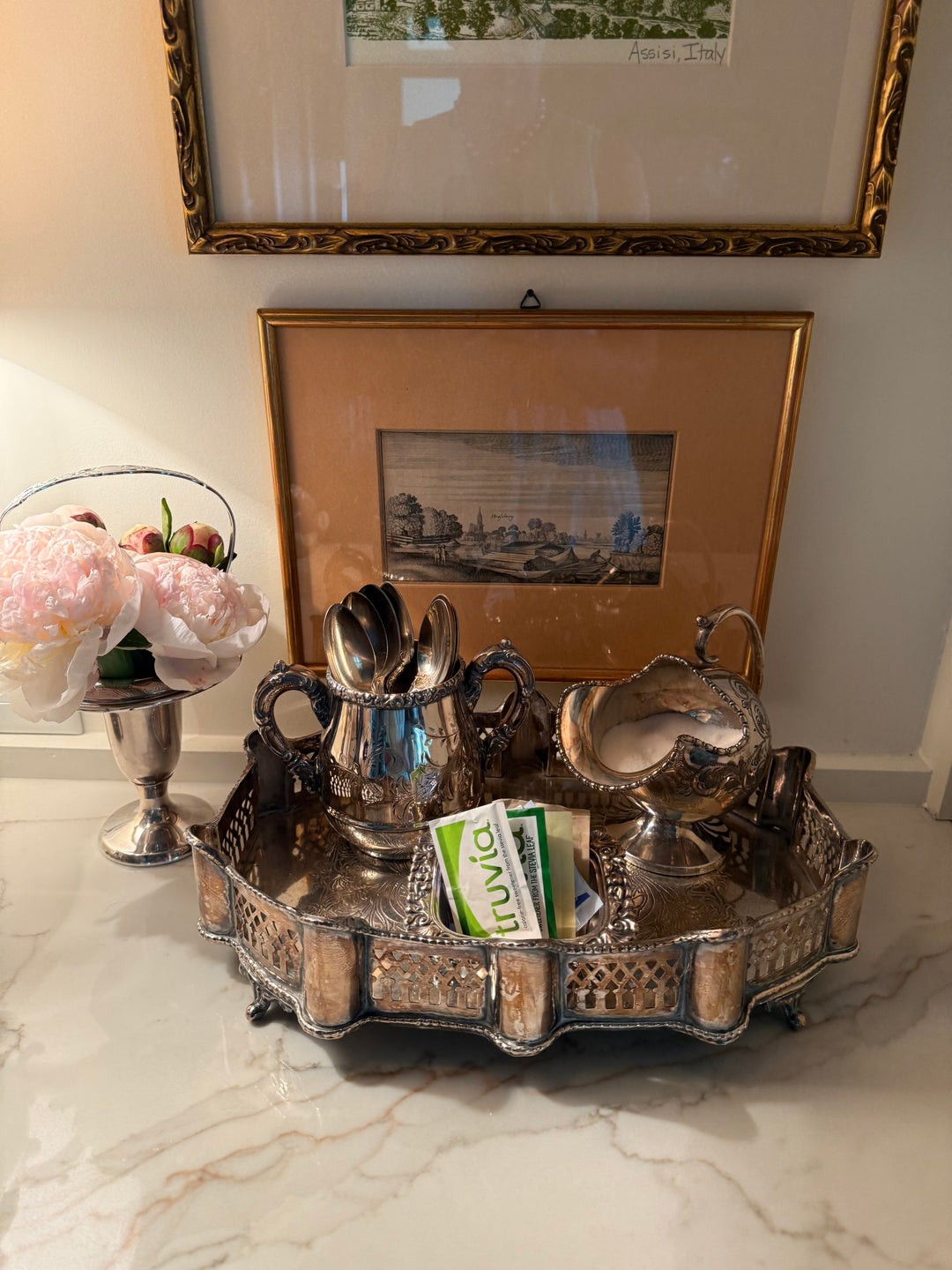 Silver Plate Engraved Sugar Dish