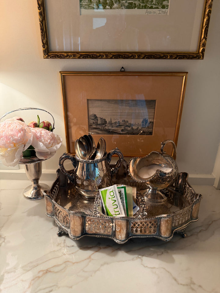 Silver Plate Engraved Sugar Dish
