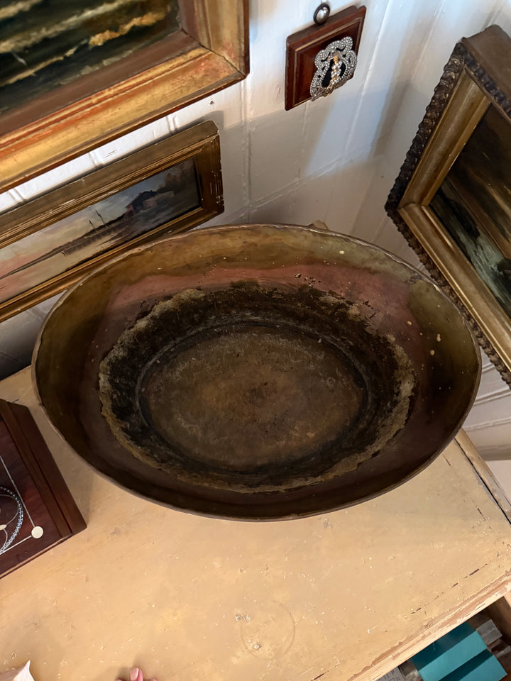 Antique Brass Oval Planter