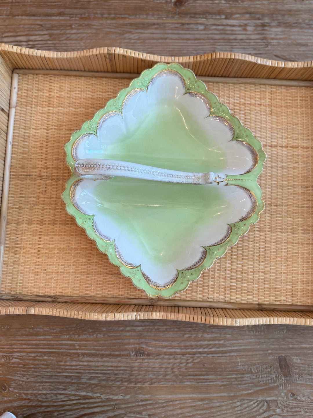 Green & Gold Divided Dish