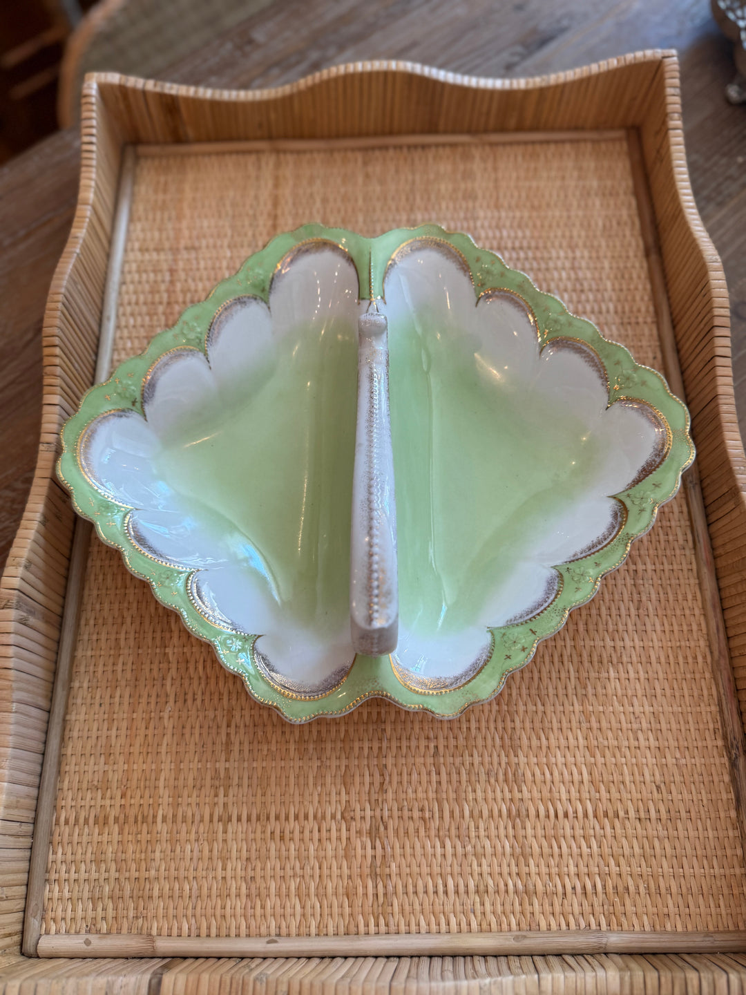 Green & Gold Divided Dish