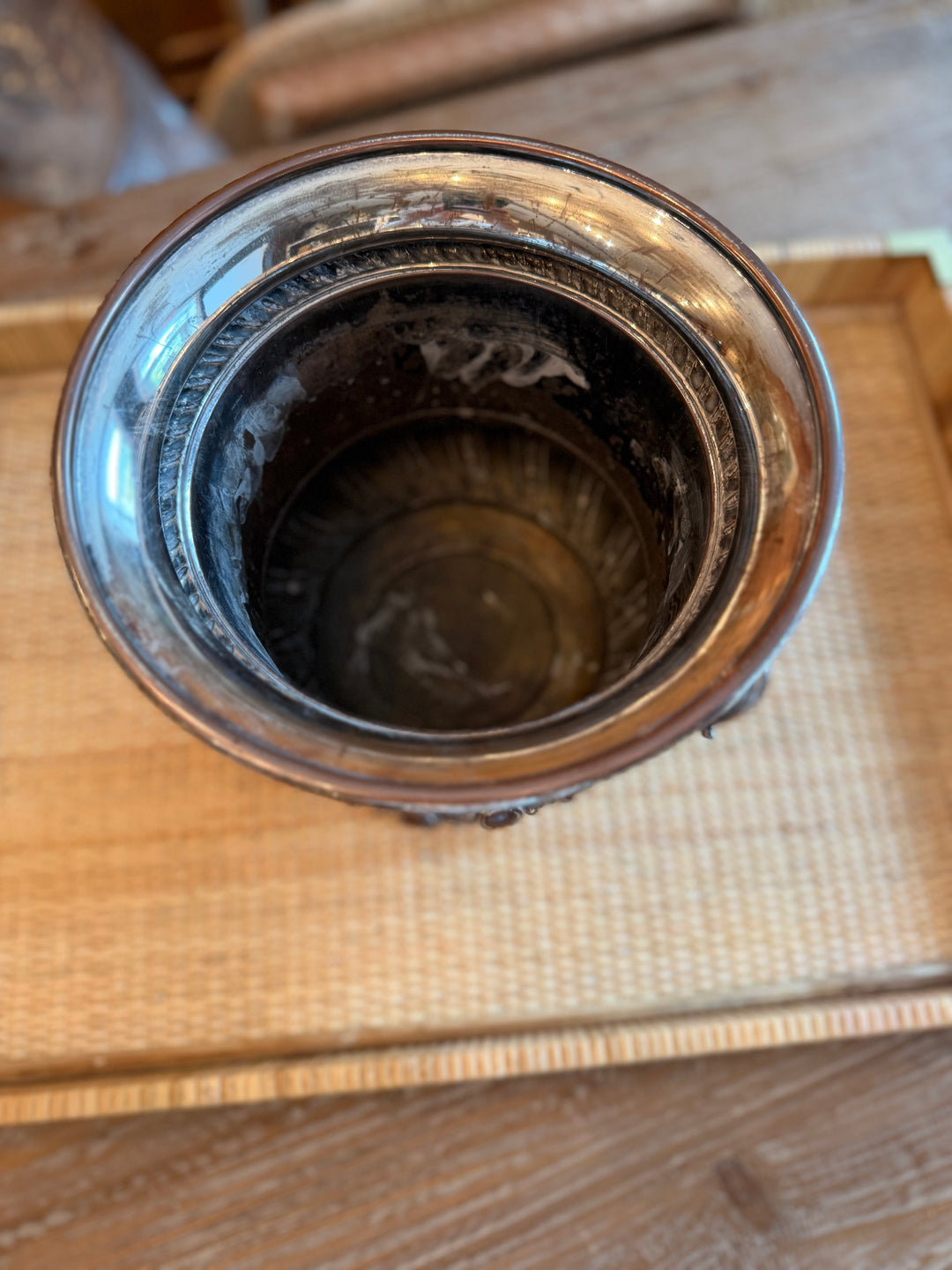 Silver on Copper Champagne Bucket
