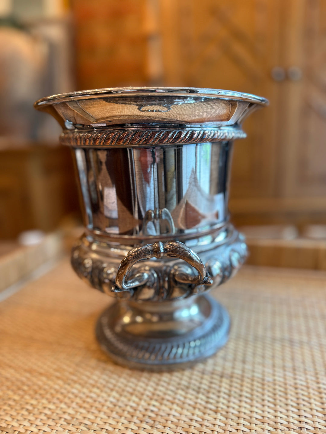 Silver on Copper Champagne Bucket