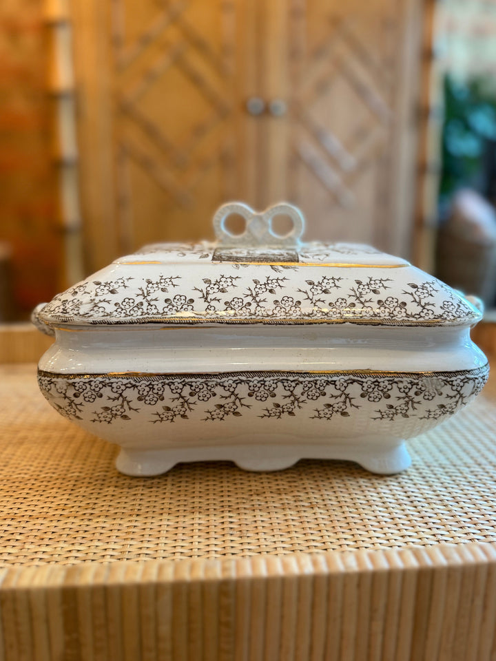Antique Brown & White Soup Tureen