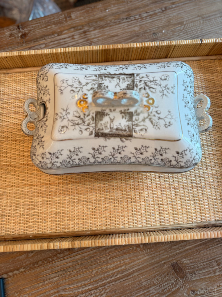 Antique Brown & White Soup Tureen