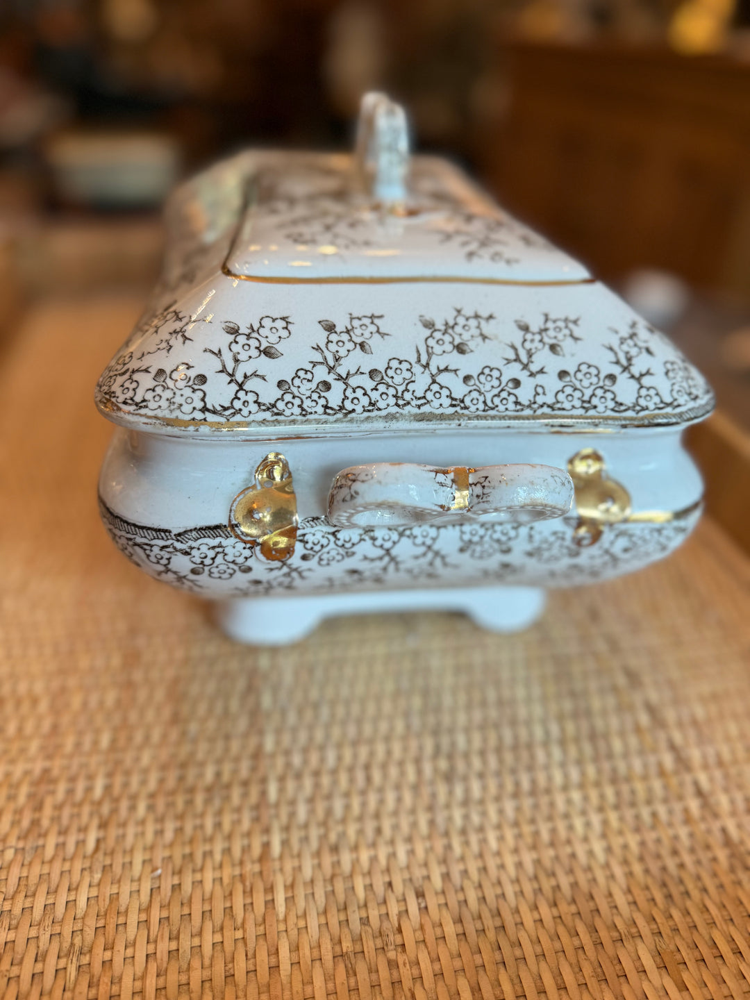 Antique Brown & White Soup Tureen