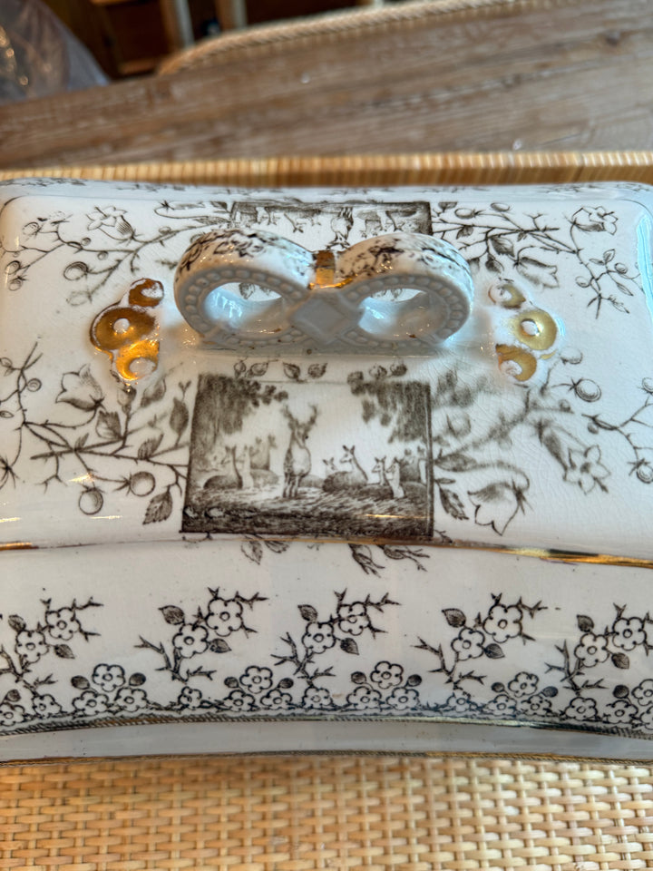 Antique Brown & White Soup Tureen
