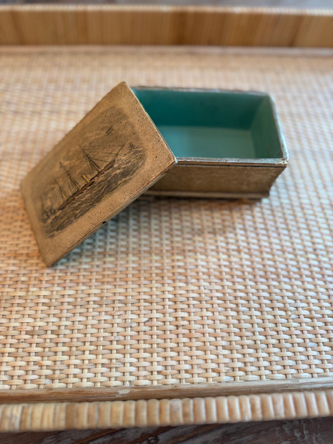 Antique Borghese Ship Box