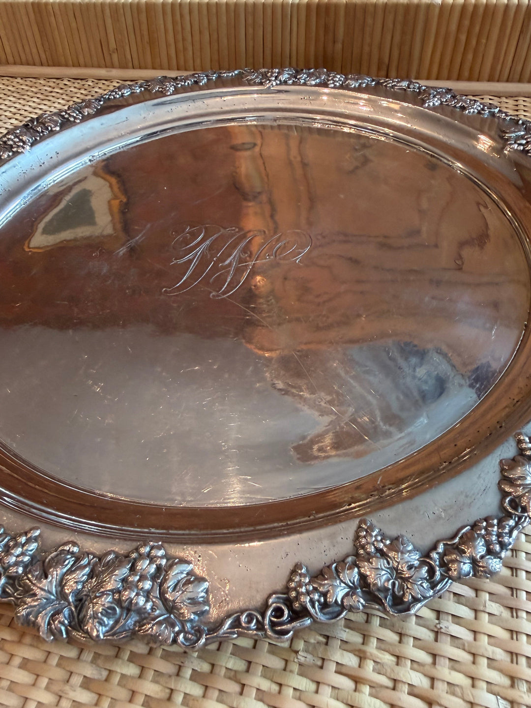 Round Silver "W" Tray