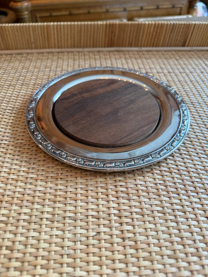 Silver with Wood Wine Caddy
