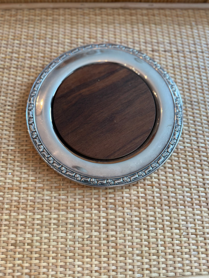 Silver with Wood Wine Caddy
