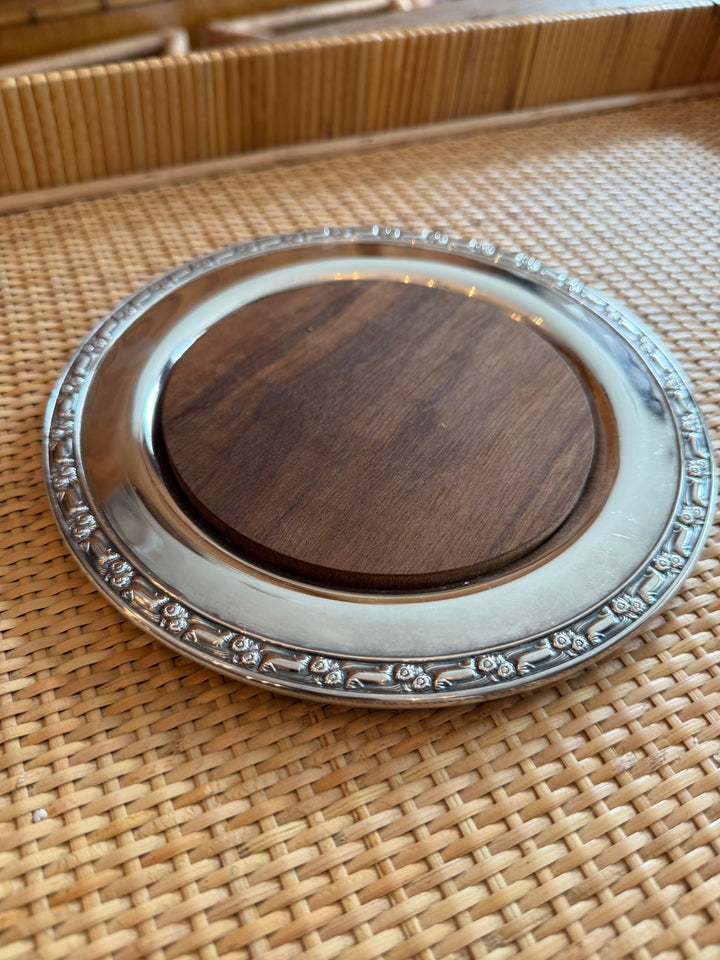 Silver with Wood Wine Caddy