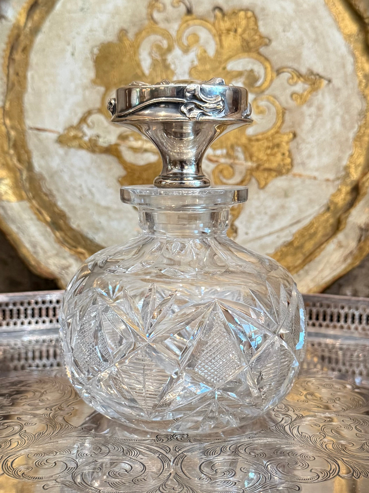 Crystal Vanity Jar with Sterling Lid
