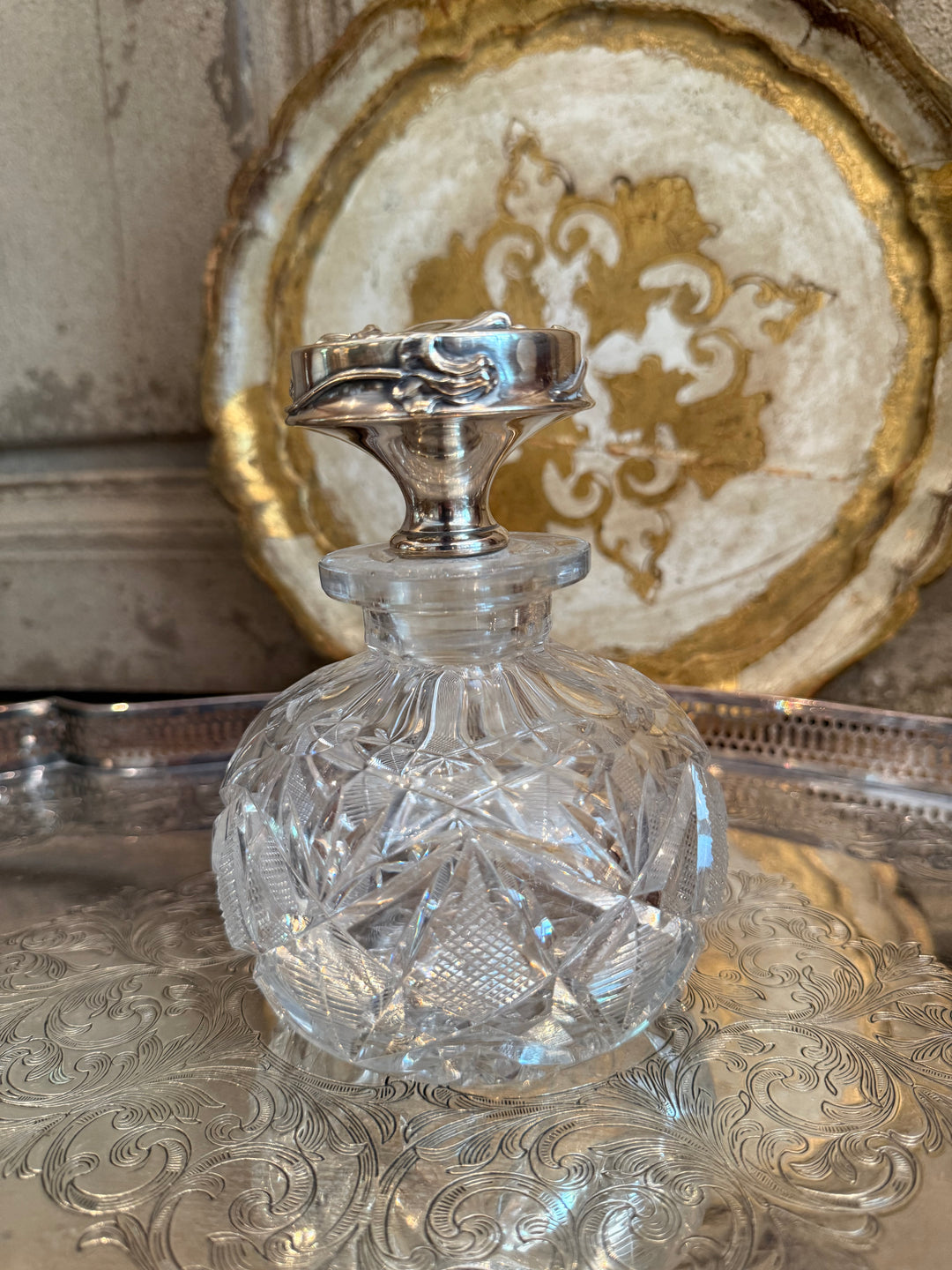 Crystal Vanity Jar with Sterling Lid