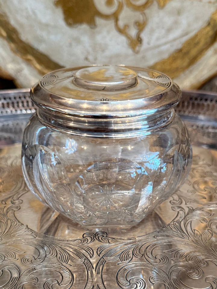 Petite Glass Vanity Jar with Sterling Lid