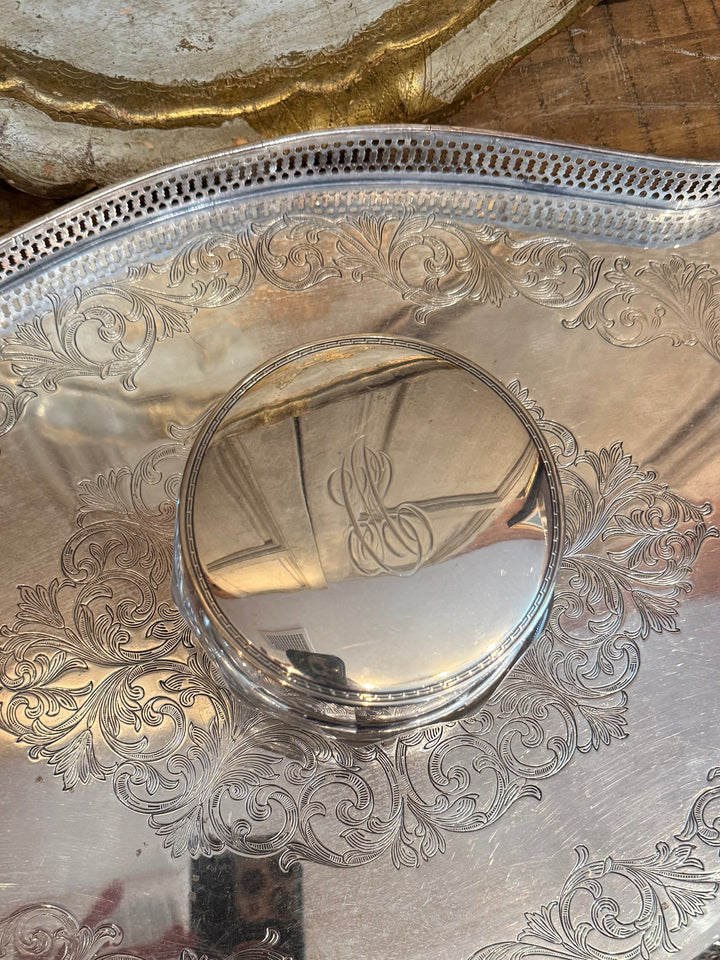 Monogrammed Glass Vanity Jar with Sterling Lid