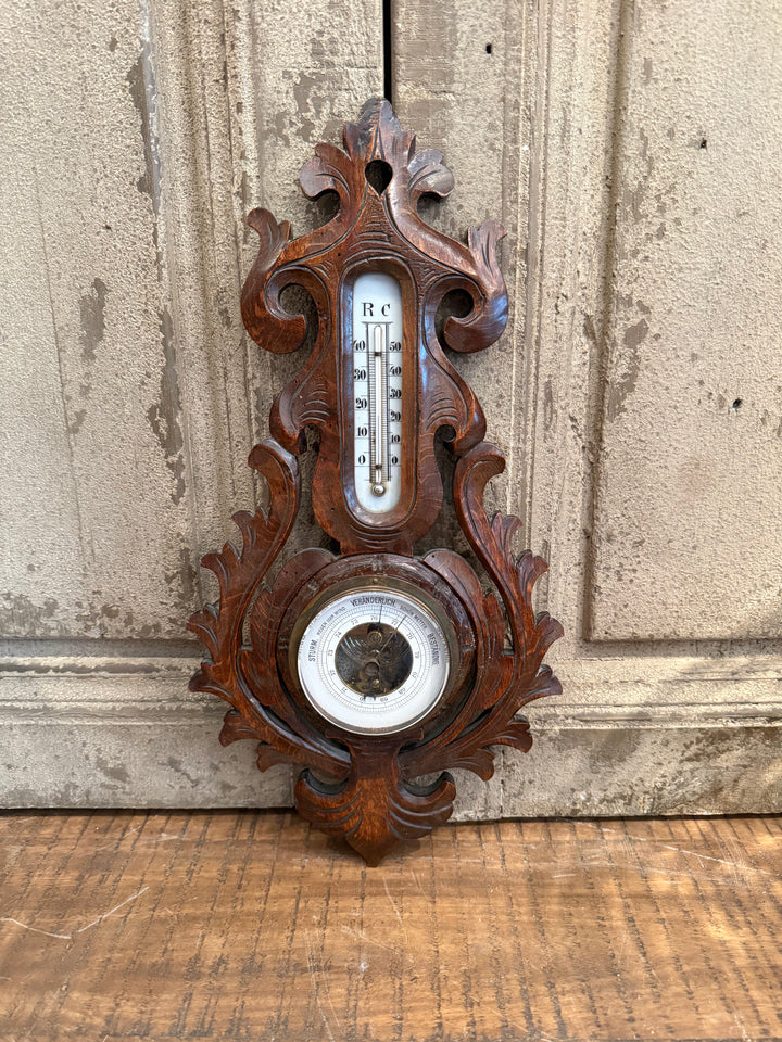 English Barometer on Carved plaque