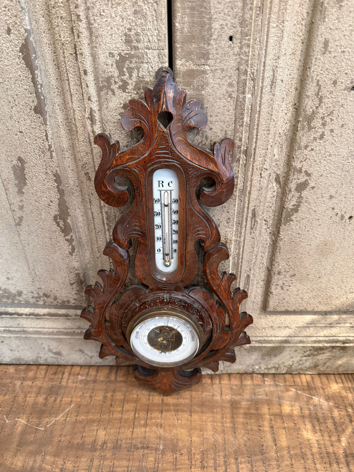 English Barometer on Carved plaque