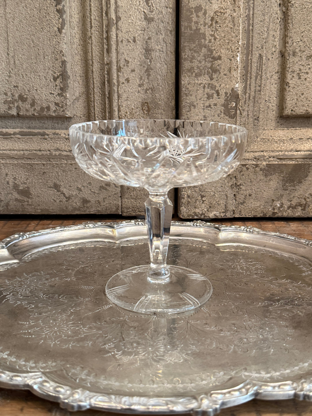 Cut Glass Pedestal Dish