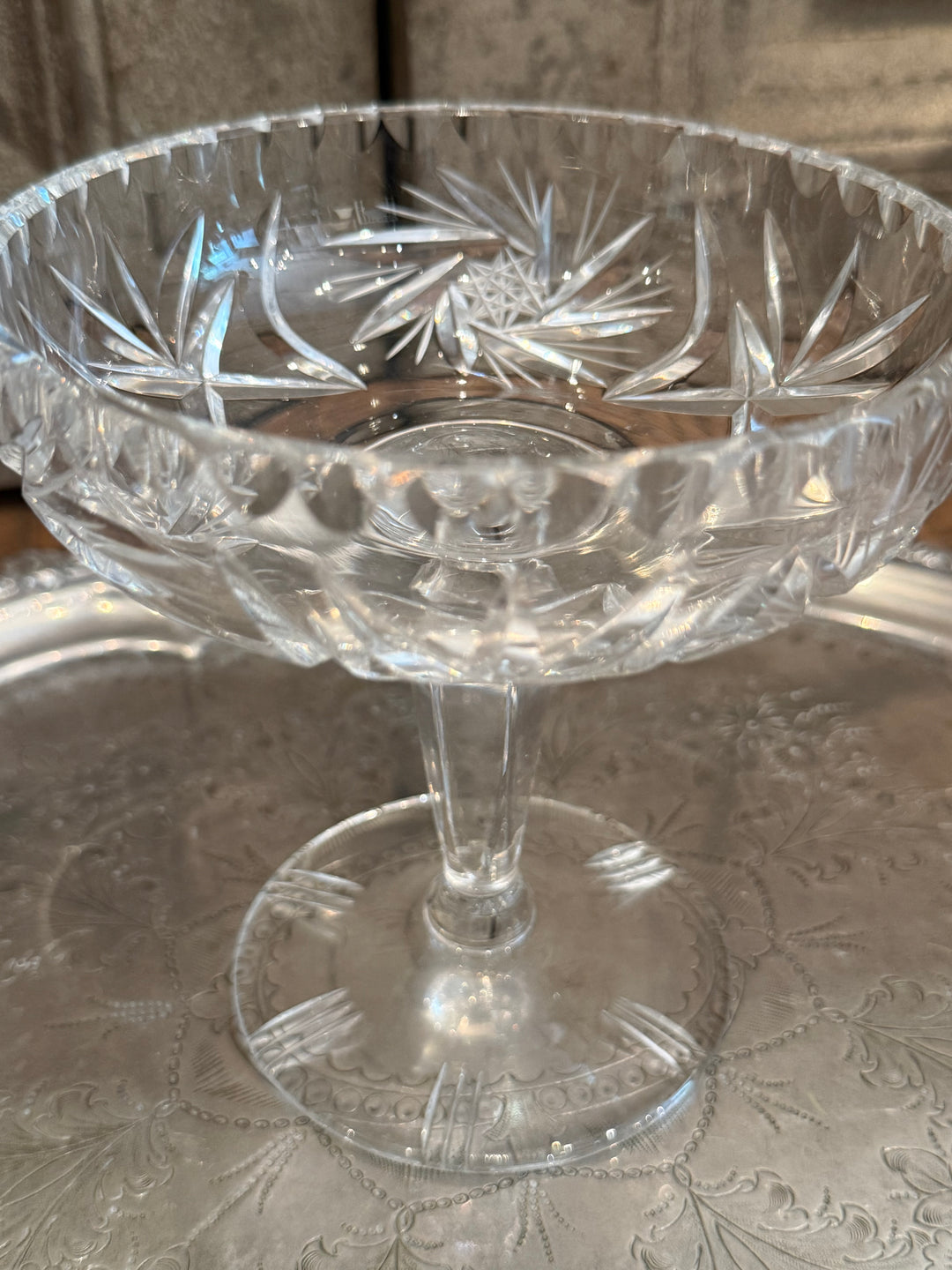 Cut Glass Pedestal Dish