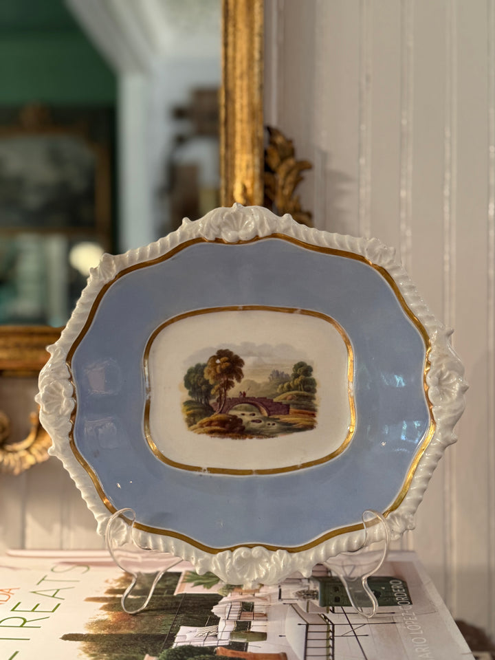 English Countryside Plate with Gold Leaf
