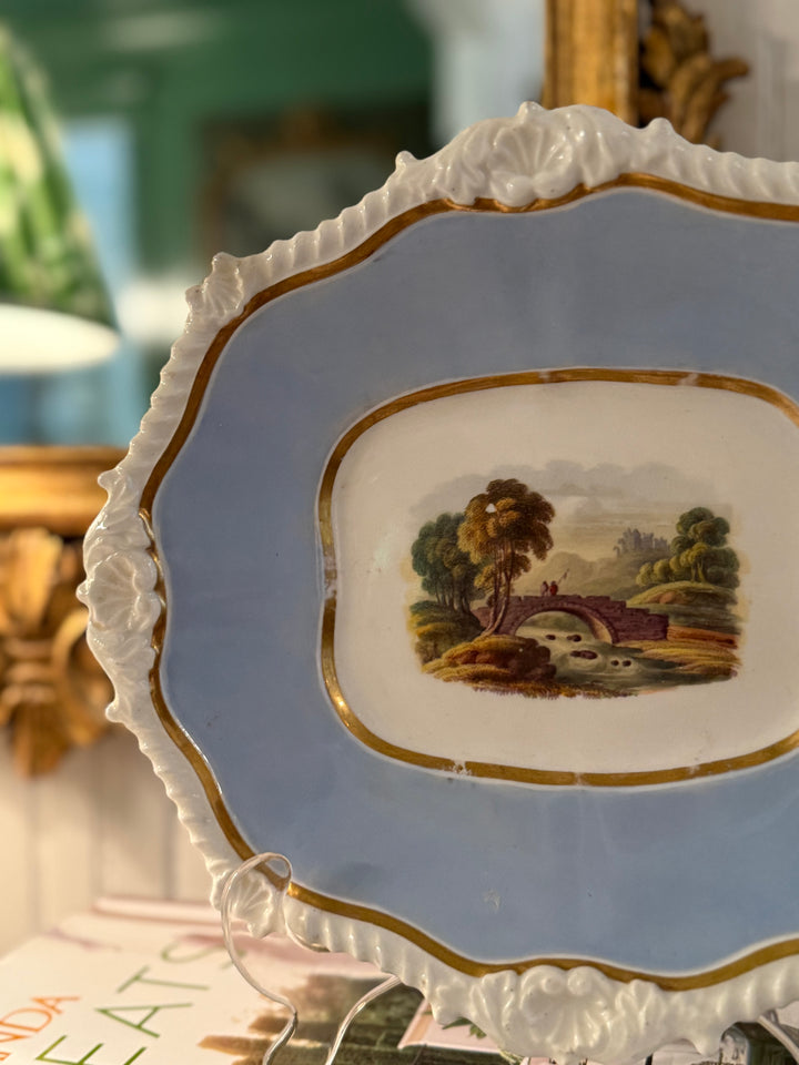 English Countryside Plate with Gold Leaf