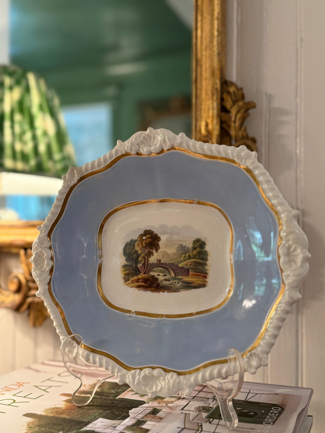 English Countryside Plate with Gold Leaf