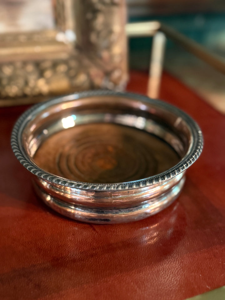 Silver on Copper Wood Wine Caddy