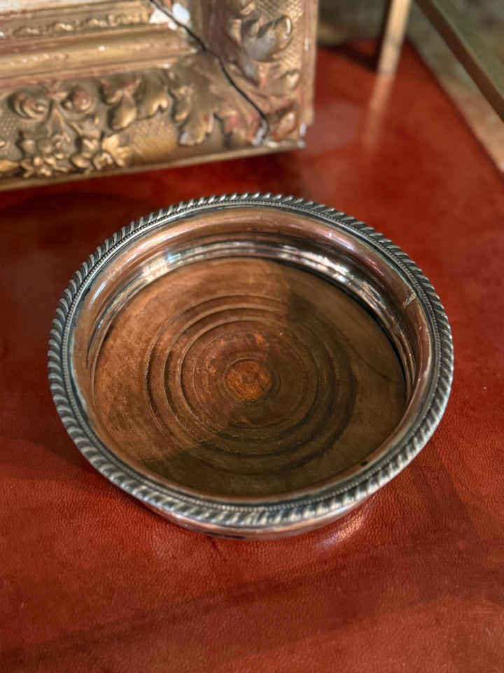 Silver on Copper Wood Wine Caddy