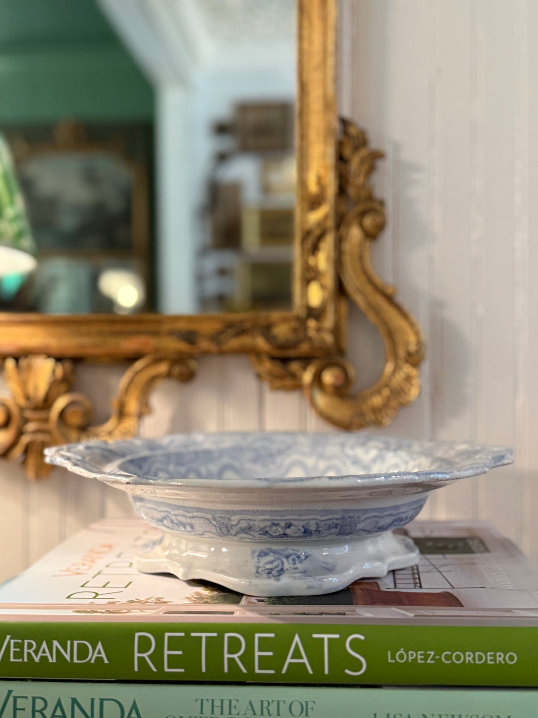 Blue & White Pedestal Bowl