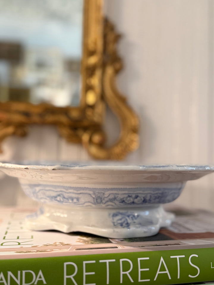Blue & White Pedestal Bowl