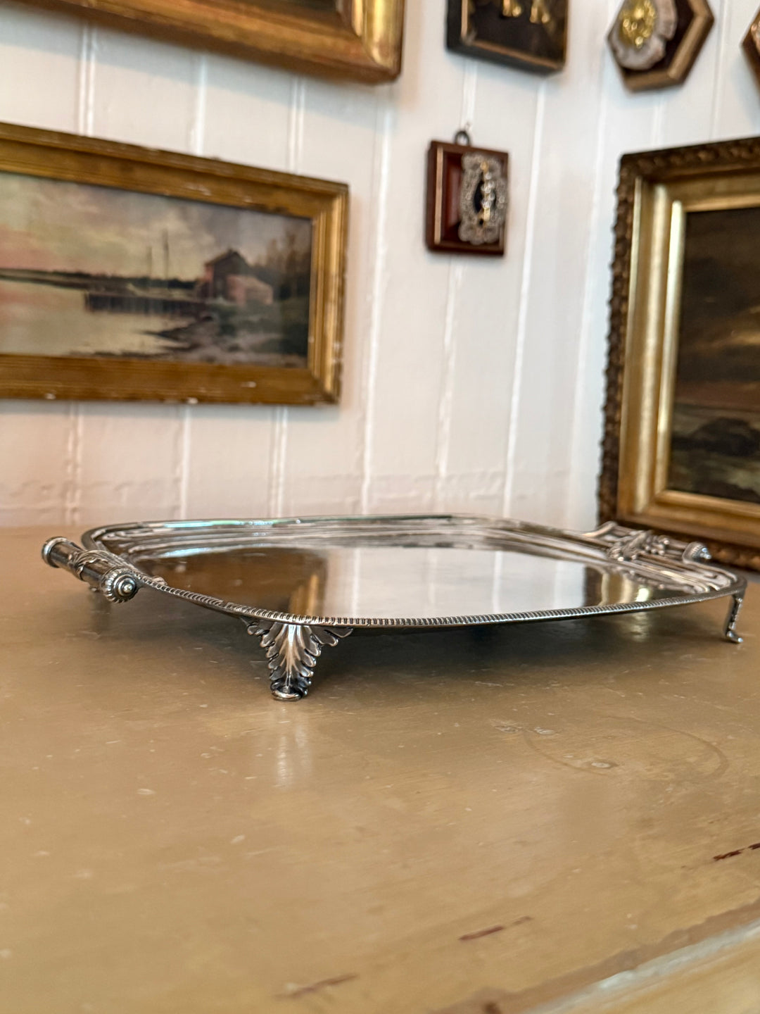 Petite Footed Tray with Leaf Detail