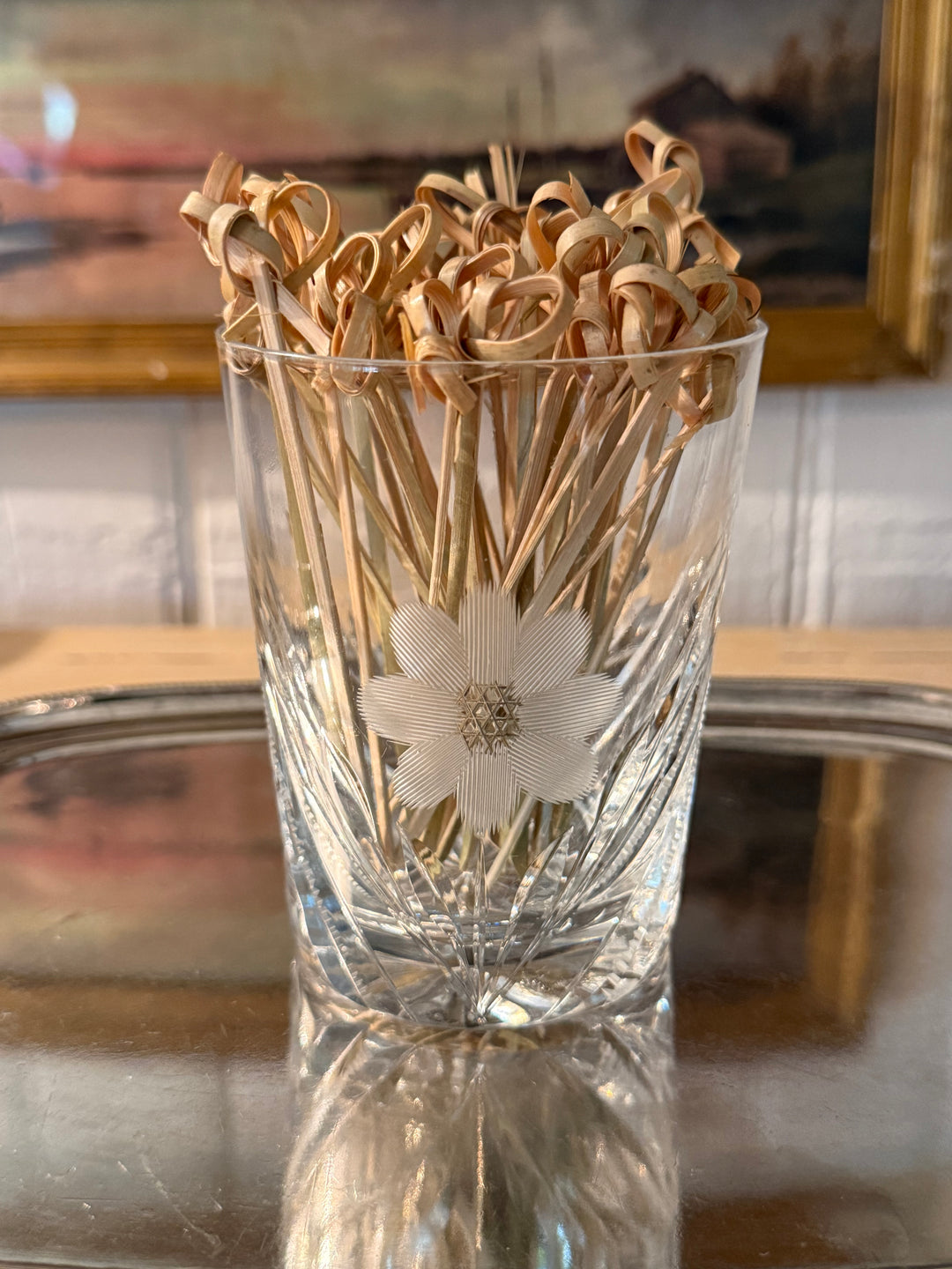 Floral Rocks Glass