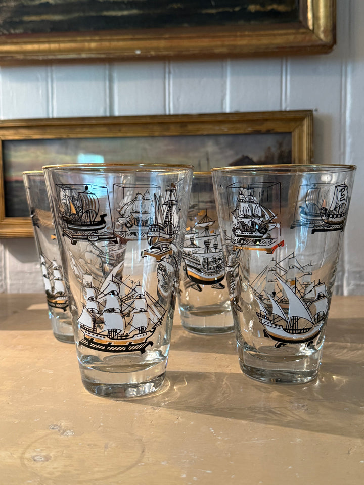 Set of 4 Sailboat Glasses
