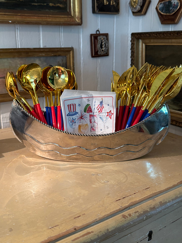 Vintage Silver Boat Server