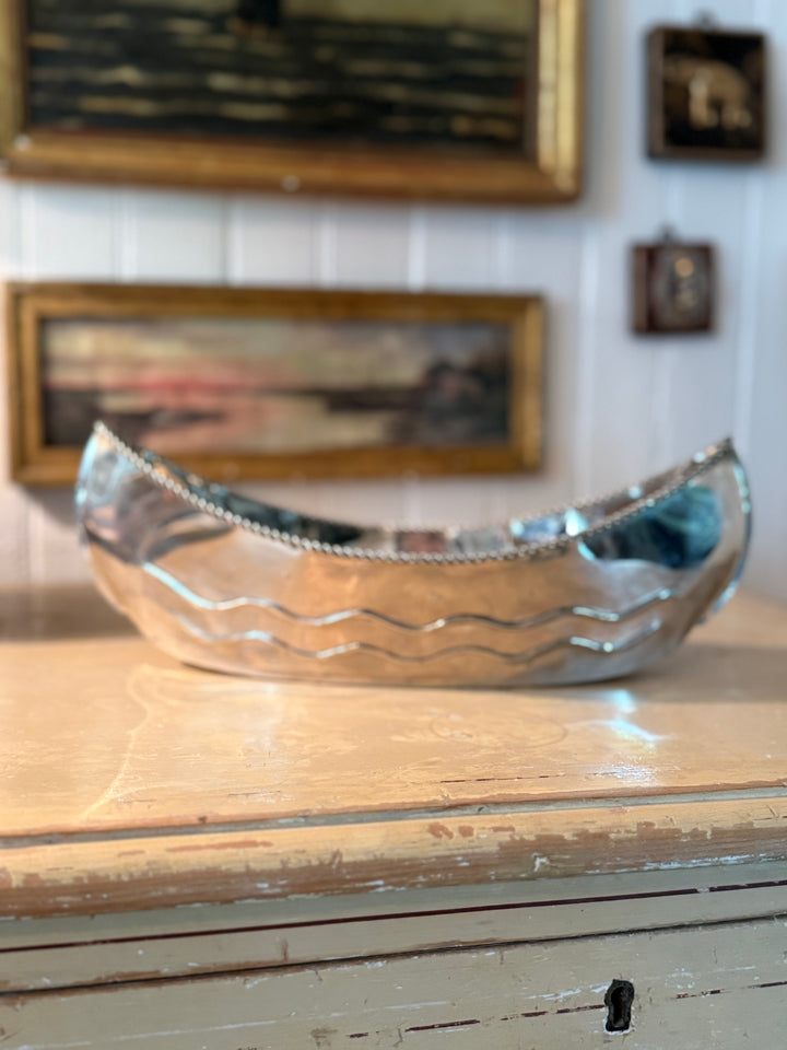Vintage Silver Boat Server
