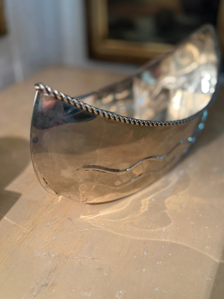 Vintage Silver Boat Server